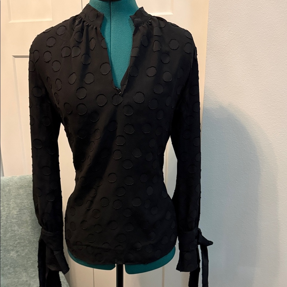 Ann Taylor Black Textured Blouse